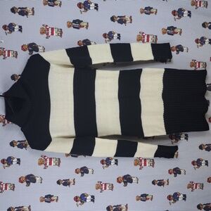 Seductions chunky stripe black & white fitted knit turtle neck Med sweater dress